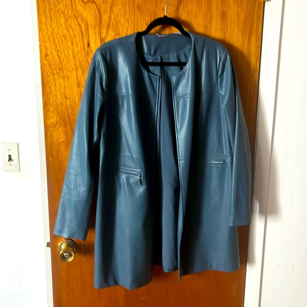 Faux leather jacket coat